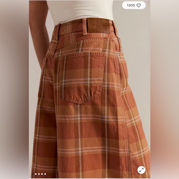 Free People Denim - Free People We The Free High Top Wide Crop Plaid Jeans. NWT. Rust plaid